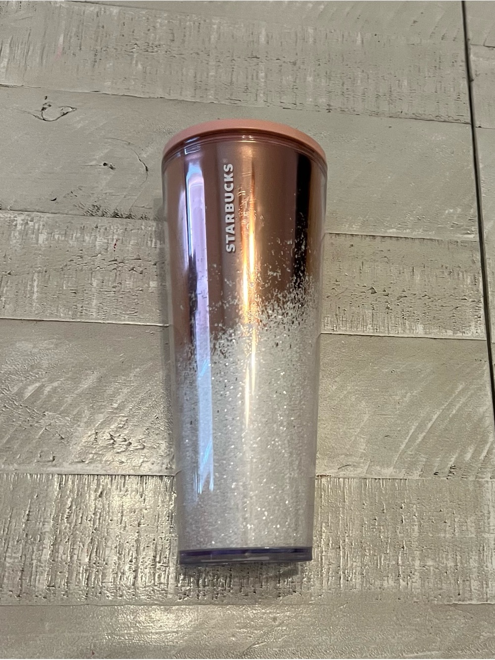 Starbucks Rose Gold to White Glitter Ombre Travel Tumbler